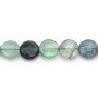 Fluorite de forme ronde plate facette 10mm x 40 cm