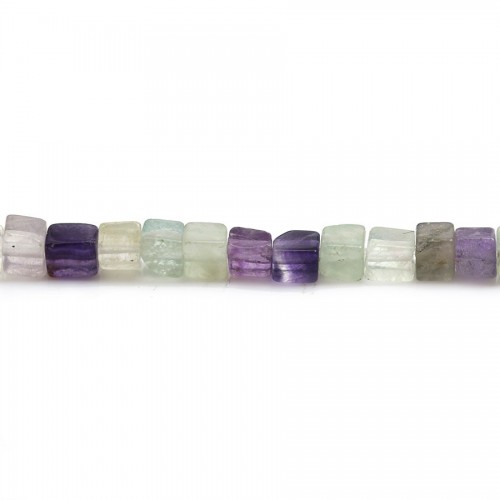 Fluorite multicolore, en forme de carré, 4mm x 40cm