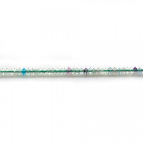 Fluorite rondelle boulier facette 2x3mm sur fil 39cm