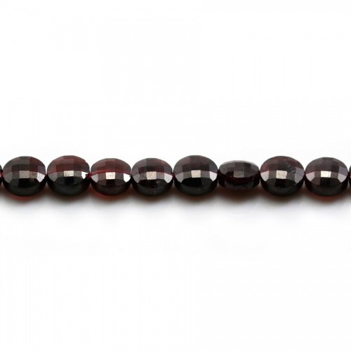 Grenat flat round faceted 6mm x 6pcs