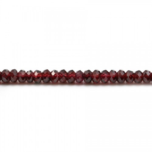 Grenat bordeaux, en forme de rondelle facetté, 2.5x4mm x 10pcs