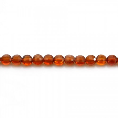 Hessonite rond plat  facette 4mm x 40cm