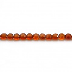 Hessonite rond plat  facette 4mm x 40cm