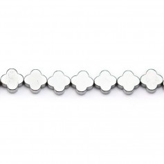 Hématite argenté trèfle 8mm x 40cm