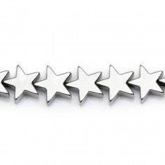 Hematite in silver colored, in shape of a star, 8mm x 40 cm