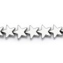 Hematite in silver colored, in shape of a star, 8mm x 40 cm