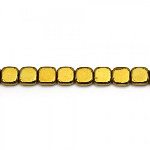 Hematite golden in square shape, measuring 6mm x 40cm