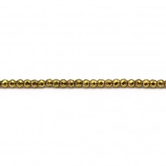 Hématite dorée ronde facette 2mm x 40cm