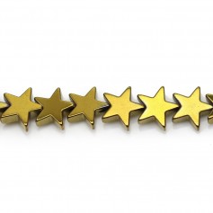 Hematite in gold colored, in shape of a star, 8mm x 40 cm
