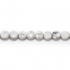 Howlite blanche, de forme ronde et plate, 6mm x 40cm