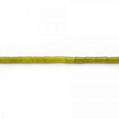 Jade coréen jaune vert, en forme de tube 2x4mm x 40cm