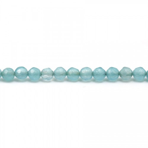 Jade Teinté bleu ciel rond facette 4mm x 40cm