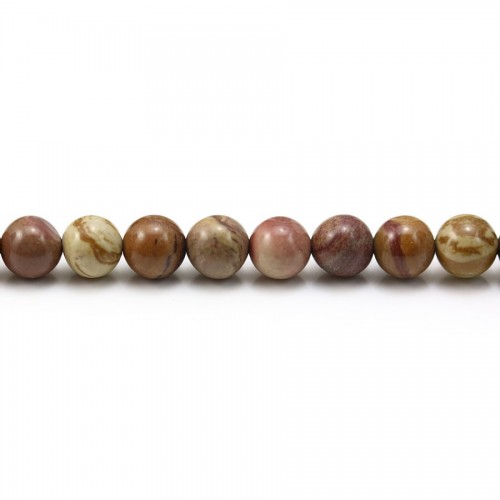 Jaspe mookaite multicolore, de forme ronde, 6mm x 40cm