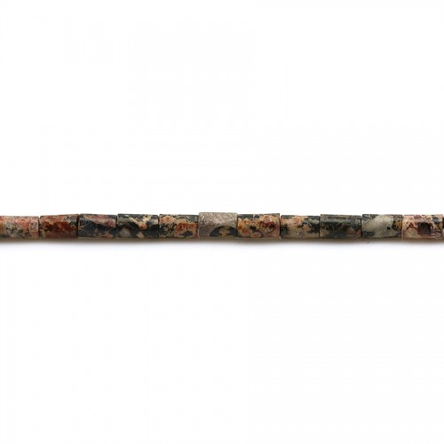 Jaspe peau de léopard rouge, en forme de tube 2x4mm x 40cm