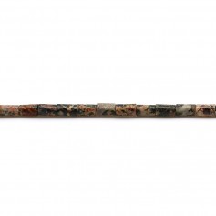 Jasper red leopard skin, in shape of a tube 2 * 4mm x 40cm
