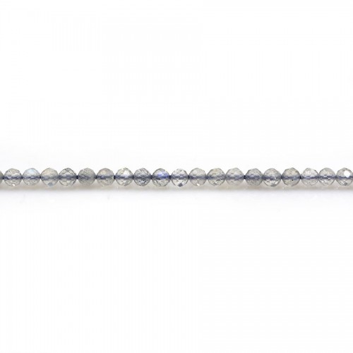 Grauer Labradorit, runde Form facettiert, 2.5mm x 39cm