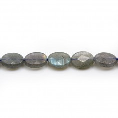 Labradorite gris de forme ovale facetté 8x10mm x 38cm