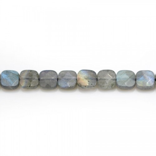 Labradorite grise en forme de carré facetté 6mm x 4 pcs