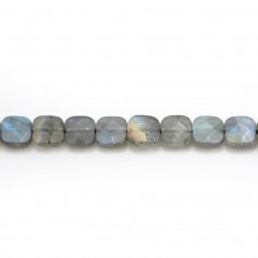 Labradorite grise en forme de carré facetté 6mm x 4 pcs