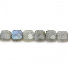 Labradorite grise, en forme de carré facetté, 8mm x 4pcs