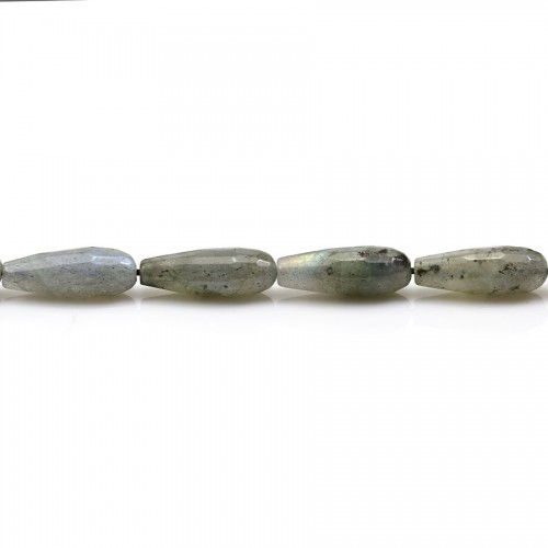 Labradorit grau, tropfenförmig facettiert, 6x16mm x 38cm