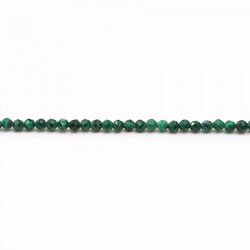 Malachite, de forme ronde et facetté, 2mm x 39.5cm
