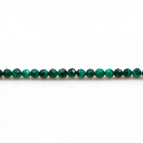 Malaquita redonda facetada 3mm x 39cm