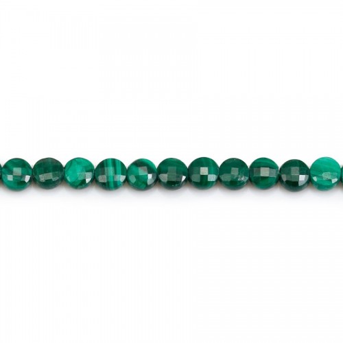 Malachite, de forme ronde plate facetté, 4mm x 40cm