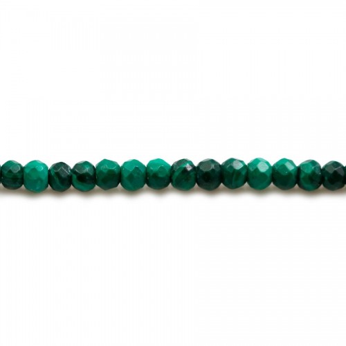Malachite, de forme rondelle et facetté, 2.5x3mm x 39cm