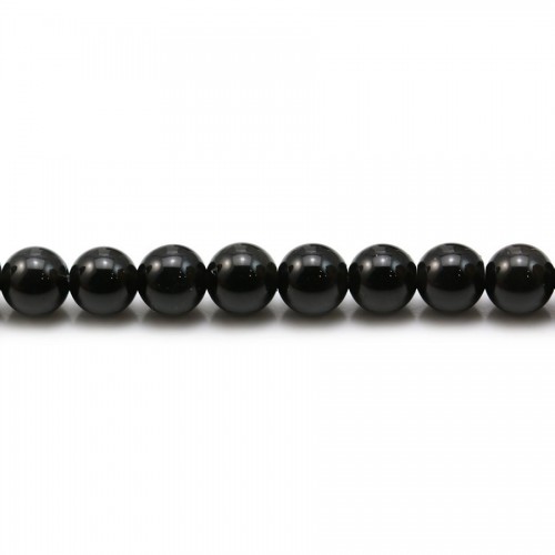 Obsidienne de couleur noire, de forme ronde, 6mm x 20pcs