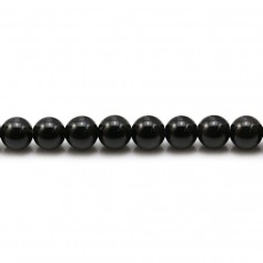 Obsidienne de couleur noire, de forme ronde, 6mm x 20pcs