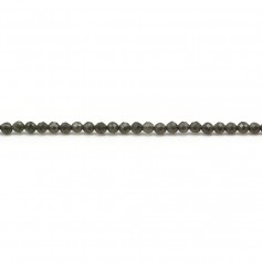 Obsidienne noir, de forme ronde facetté, de taille 2mm x 38cm