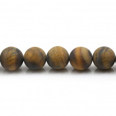 Œil de tigre matte de forme ronde 10mm x 6pcs