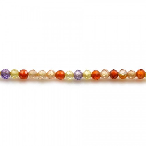 Oxyde de zirconium rond facette multicolore 2mm x 40cm