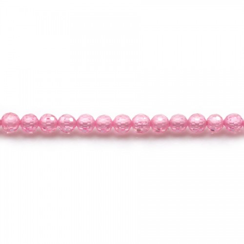 Oxyde de zirconium rond facette rosé 3mm x 40cm