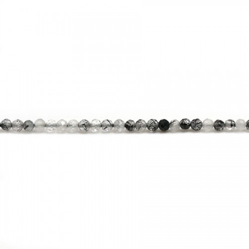 Quartz cheveux de venus, de forme ronde facetté, 2mm x 39cm