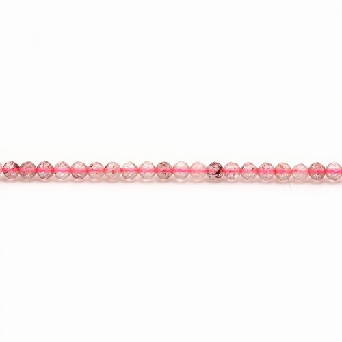 Faceted round rose quartz 2mm x 39cm
