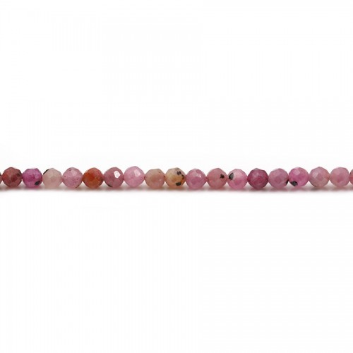 red ruby, in faceted round shape, 3mm x 40cm