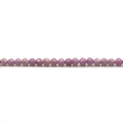Phosphosiderite violet clair, de forme ronde facetté, 3mm x 39cm