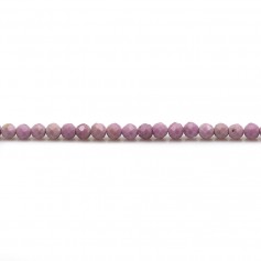 Phosphosiderite light purple, in faceted round shape, 3mm x 39cm