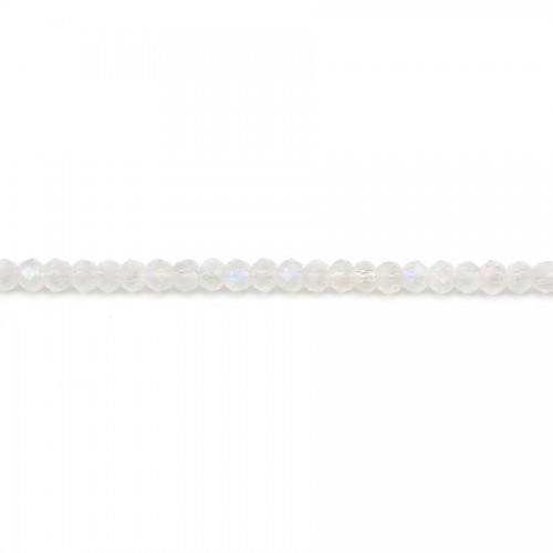 Pierre de lune en forme de rondelle facetté, de taille 2-3mm x 39cm