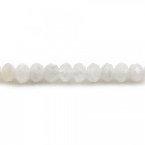 Pierre de lune, de forme rondelle facetté, 4x5mm x 40cm