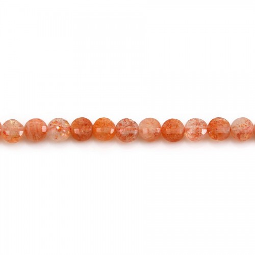 Orange moon stone, in round faceted flat shape, 4.5mm x 39cm