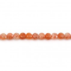 Orange moon stone, in round faceted flat shape, 4.5mm x 39cm