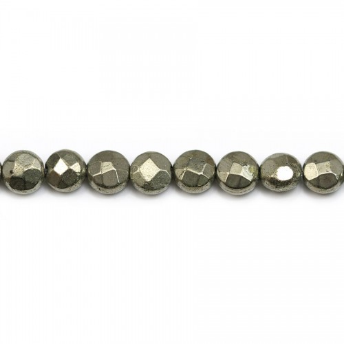 Pyrite, de forme ronde plate facetté, 6mm x 39cm