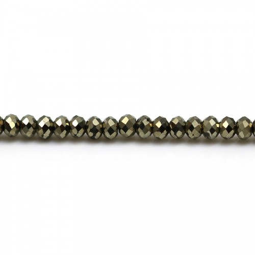 Pyrite, en forme de rondelle facetté, 2x3mm x 20pcs