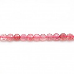 Quartz "fraise", de forme rond plat facetté,  4mm x 39cm
