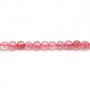 Quartz "strawberry", in round faceted shape, 2.5mm x 39cm