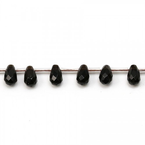 Quartz fumé, en forme de goutte facetté, 6x9mm x 4pcs