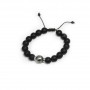 Bracelet d'agate noire matte & perle de culture de Tahiti x 1pc